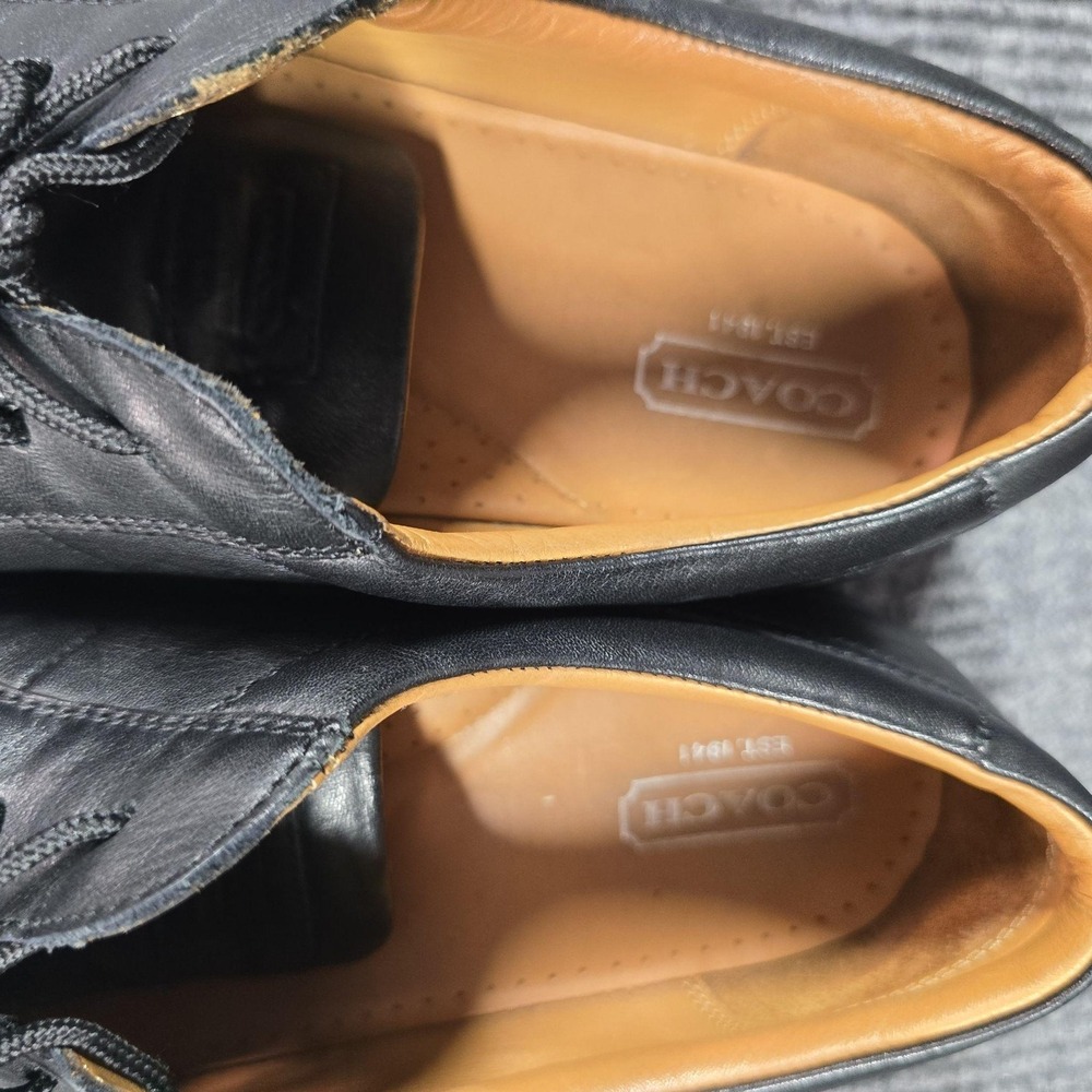 Coach Quincey Shoes Mens Size 10 Black Leather Comfort Casual Sneakers Italy - Picture 12 of 14